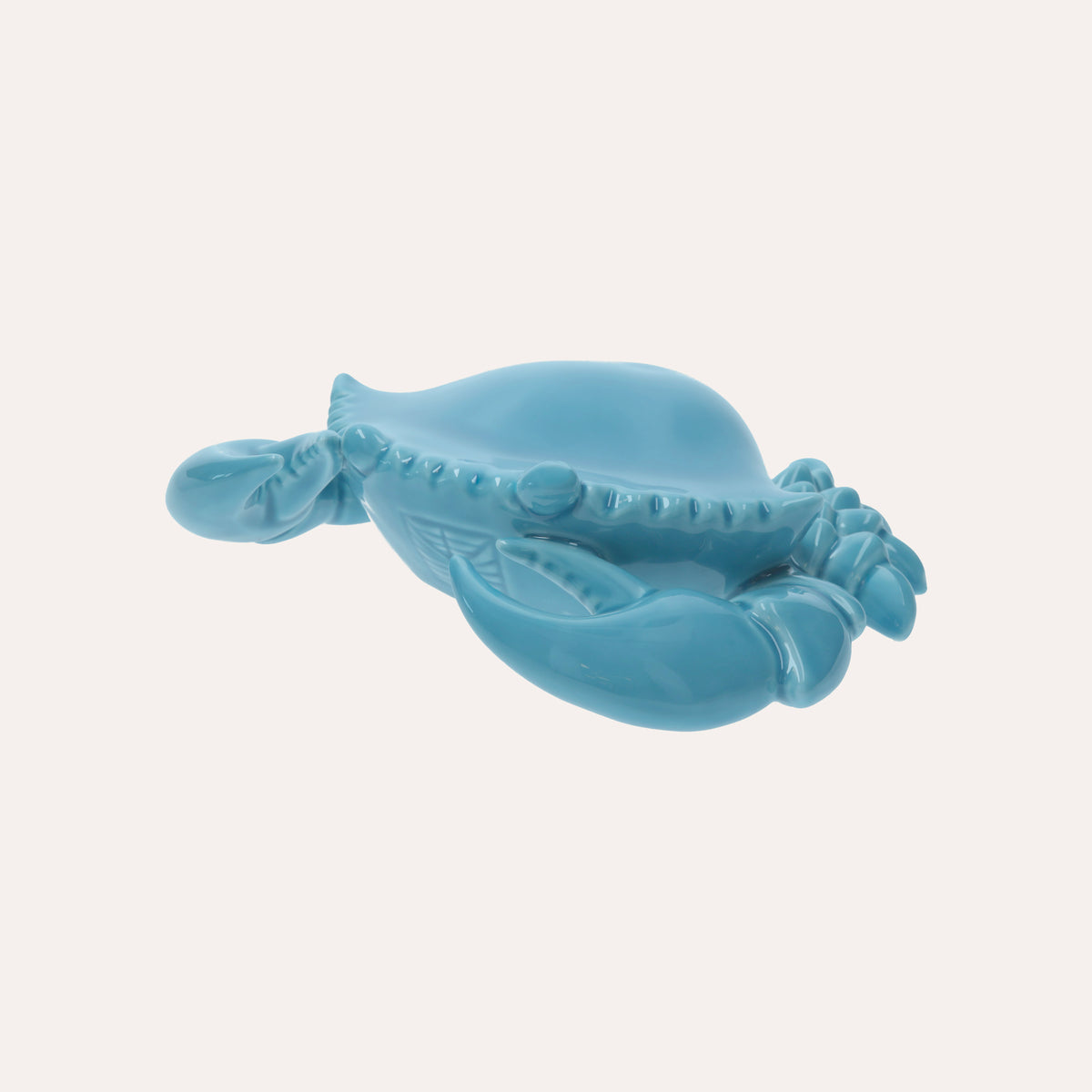 Statuina Granchio in Ceramica Azzurra Finitura Lucida