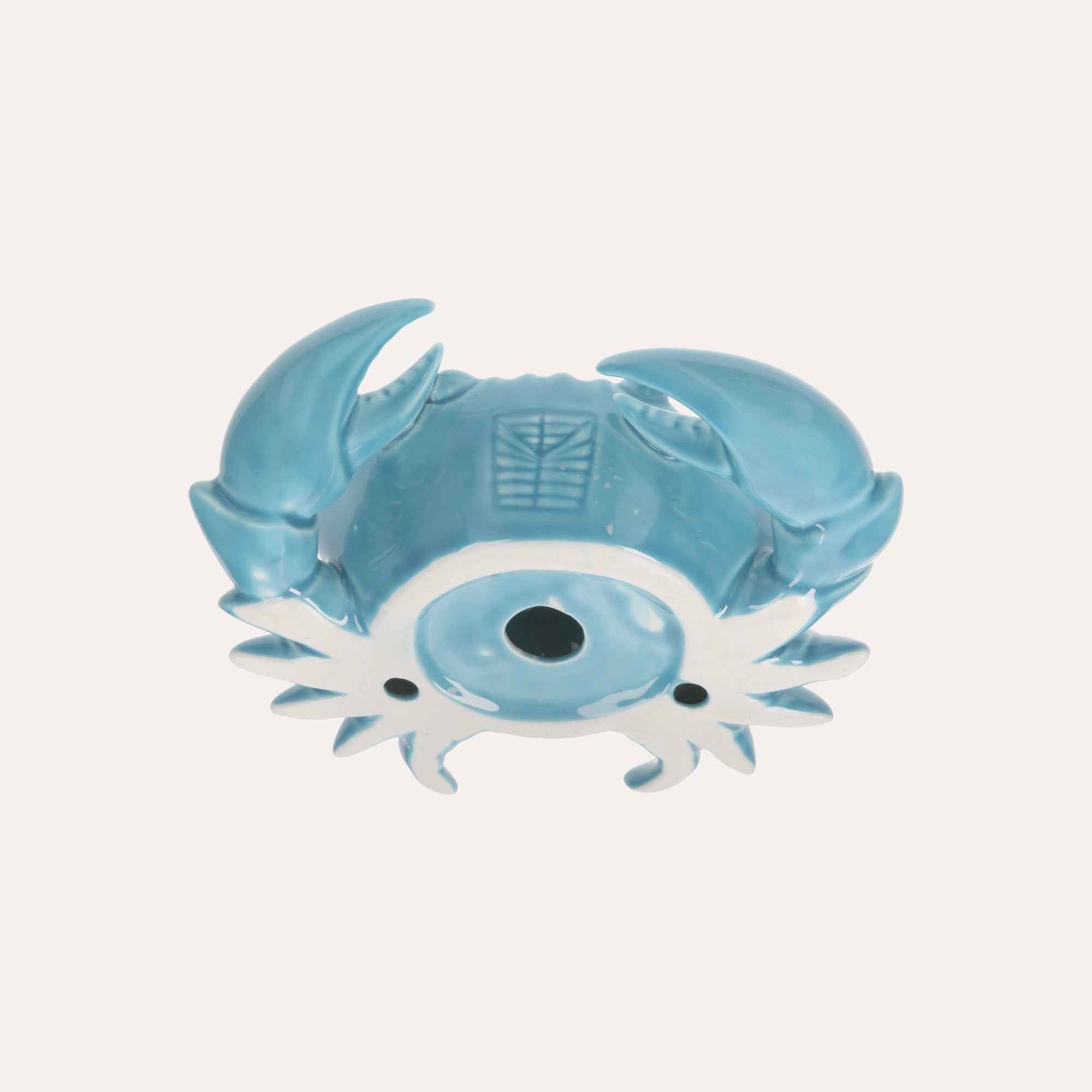 Statuina Granchio in Ceramica Azzurra Finitura Lucida