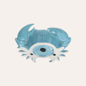 Statuina Granchio in Ceramica Azzurra Finitura Lucida