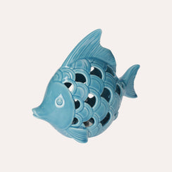 Pesce in Ceramica Traforata con LED Incluso Decorativo