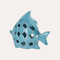 Pesce in Ceramica Traforata con LED Incluso Decorativo