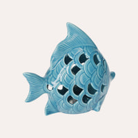 Pesce in Ceramica Traforata con LED Incluso Decorativo