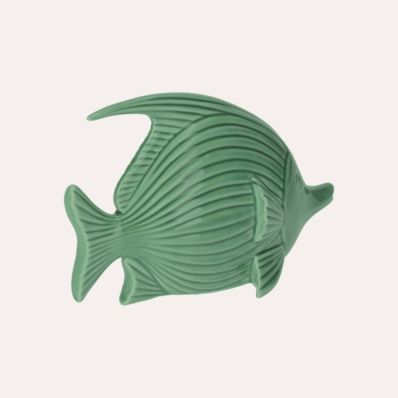 Elegante Statuina di Pesce in Ceramica Verde Lucido