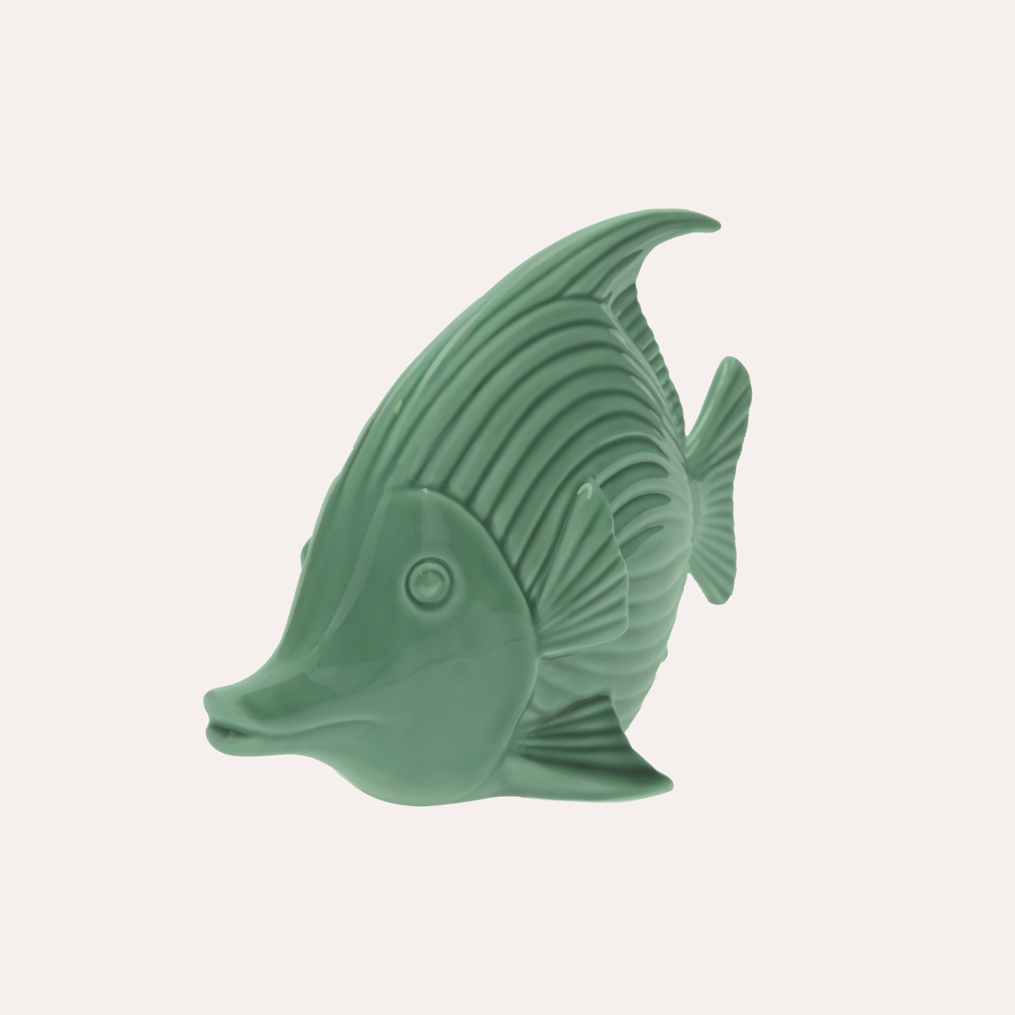 Elegant Glossy Green Ceramic Fish Figurine