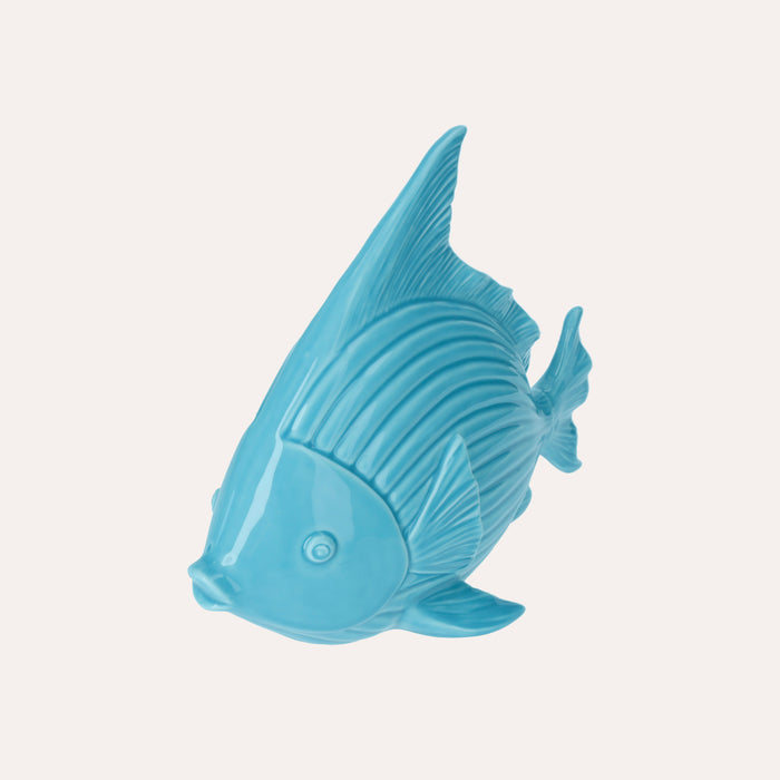 Statuina Decorativa Pesce in Ceramica Azzurro Turchese