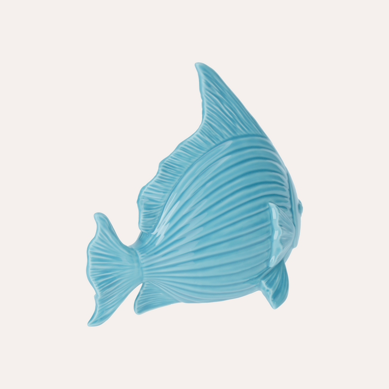 Statuina Decorativa Pesce in Ceramica Azzurro Turchese