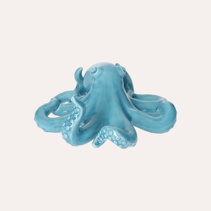 Elegante Polipo in Ceramica Lucida Azzurra come Centrotavola