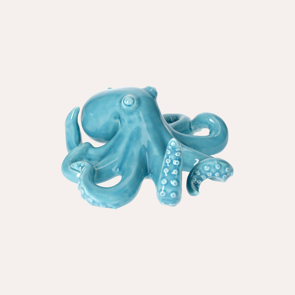 Elegante Polipo in Ceramica Lucida Azzurra come Centrotavola
