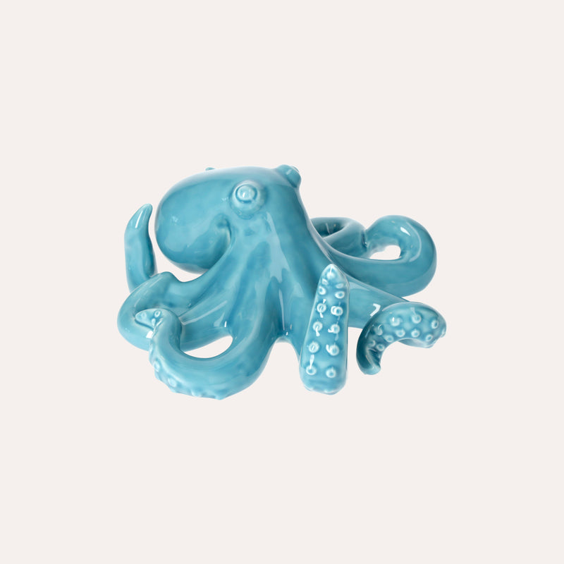 Elegante Polipo in Ceramica Lucida Azzurra come Centrotavola