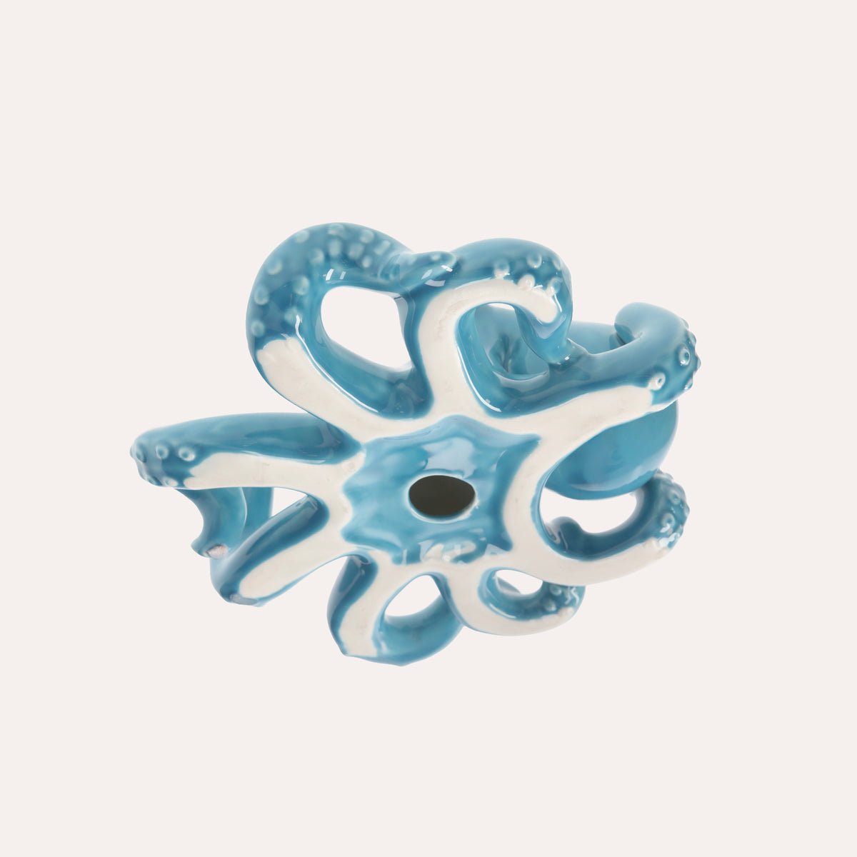 Elegante Polipo in Ceramica Lucida Azzurra come Centrotavola