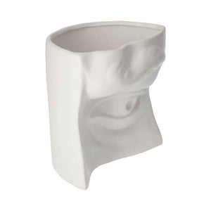 Vaso in Ceramica Bianca Opaca a Forma di Occhio