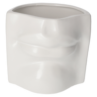 Vaso in Ceramica Bianca Opaca a Forma di Bocca