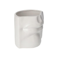 Vaso in Ceramica Bianca Opaca a Forma di Bocca
