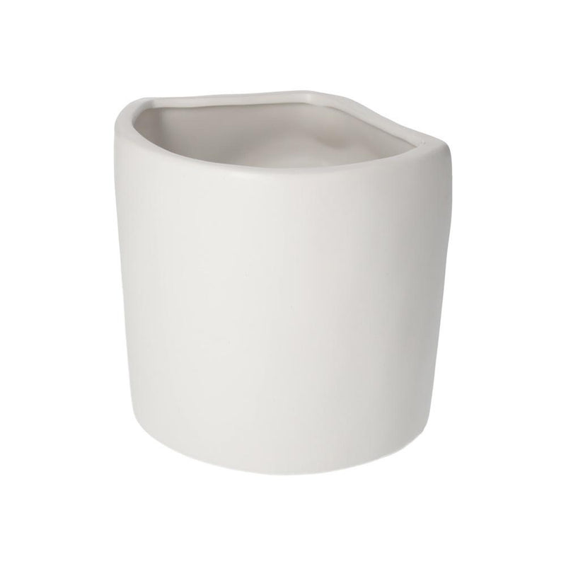 Vaso in Ceramica Bianca Opaca a Forma di Bocca