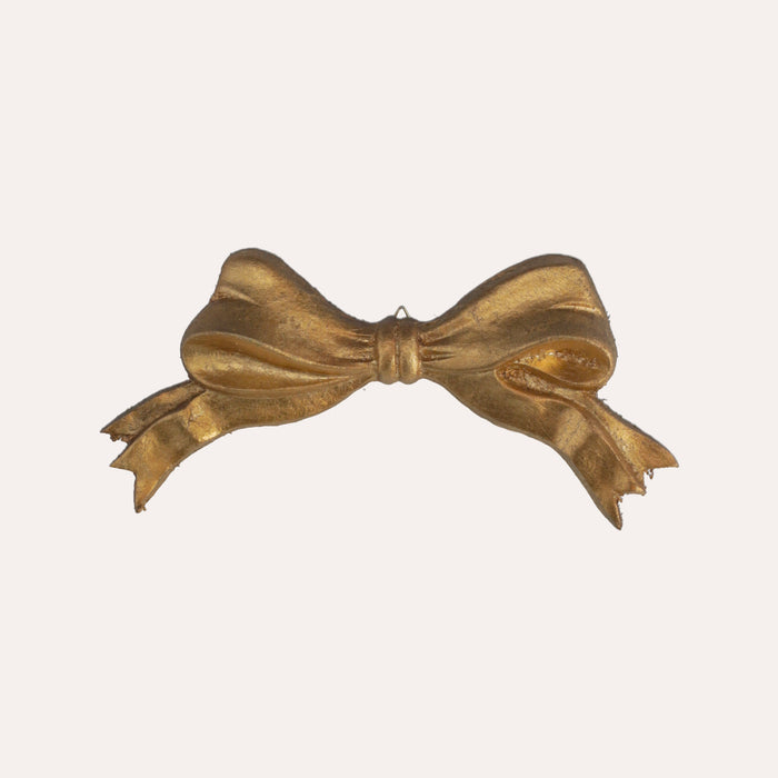Fiocco Decorativo Dorato In Legno Intagliato, Perfetto Per Parete O Albero
