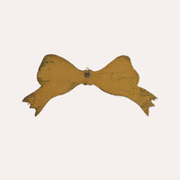 Fiocco Decorativo Dorato In Legno Intagliato, Perfetto Per Parete O Albero