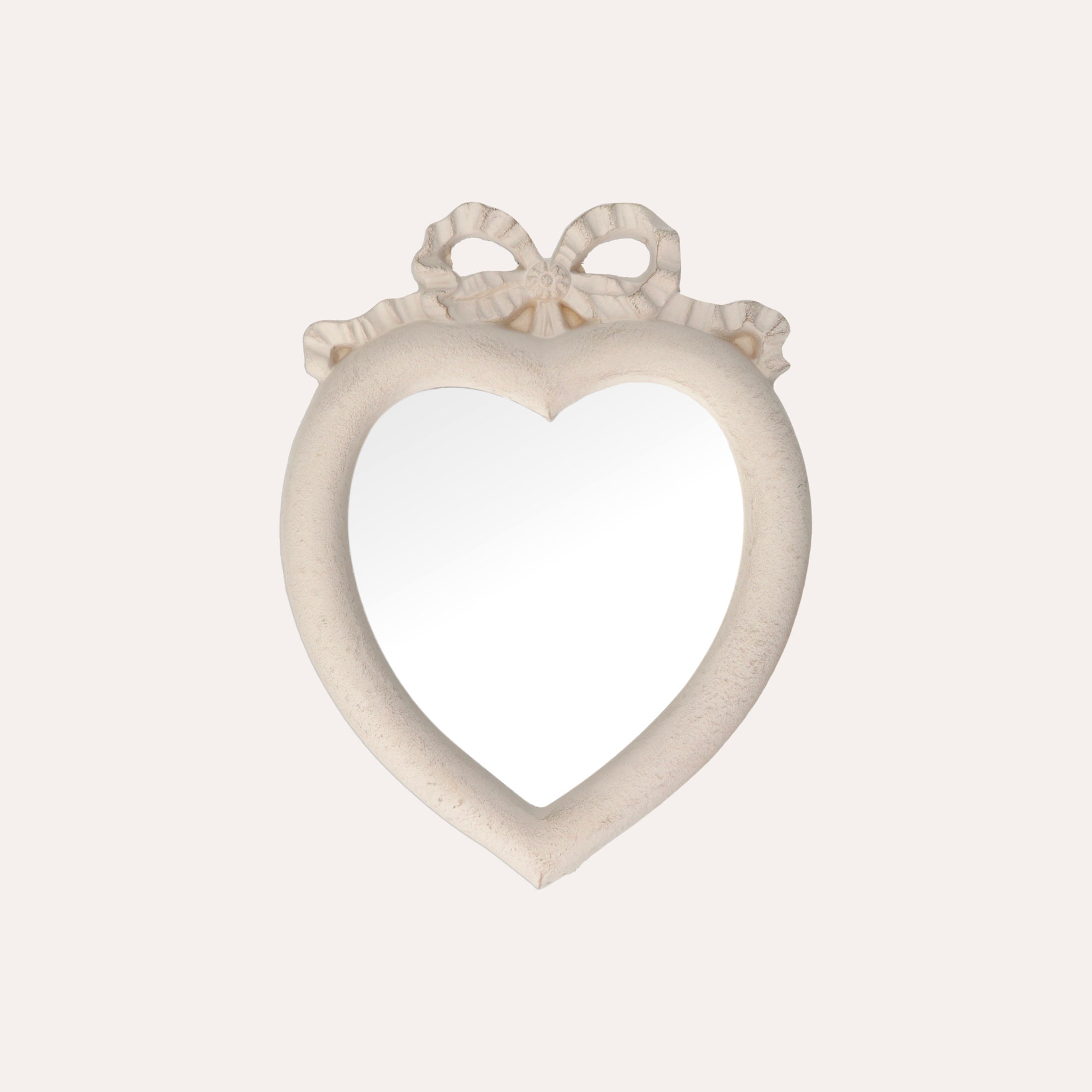White Wood Pulp Heart Frame with Mirror