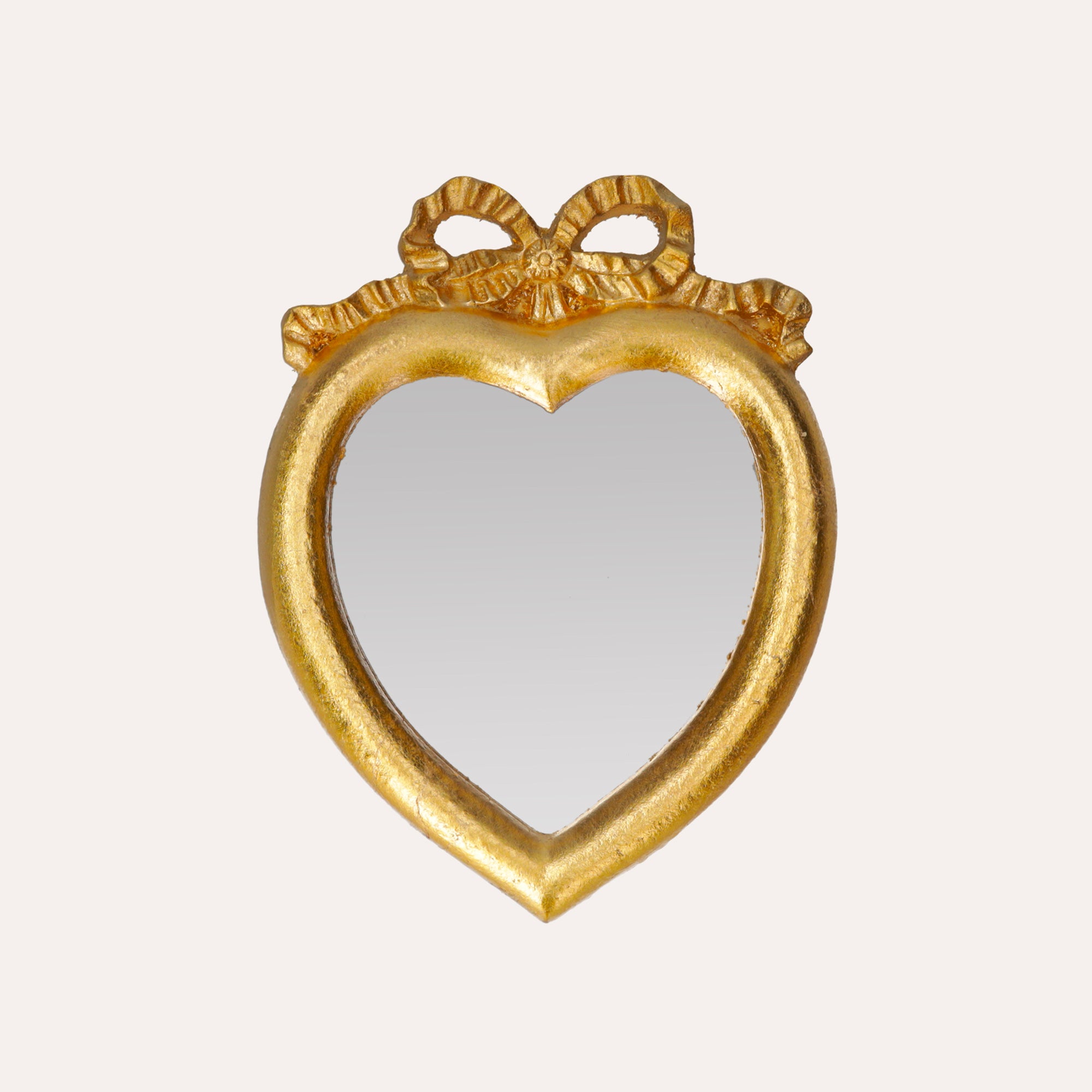 Heart Frame with Golden Mirror in Wood Pulp