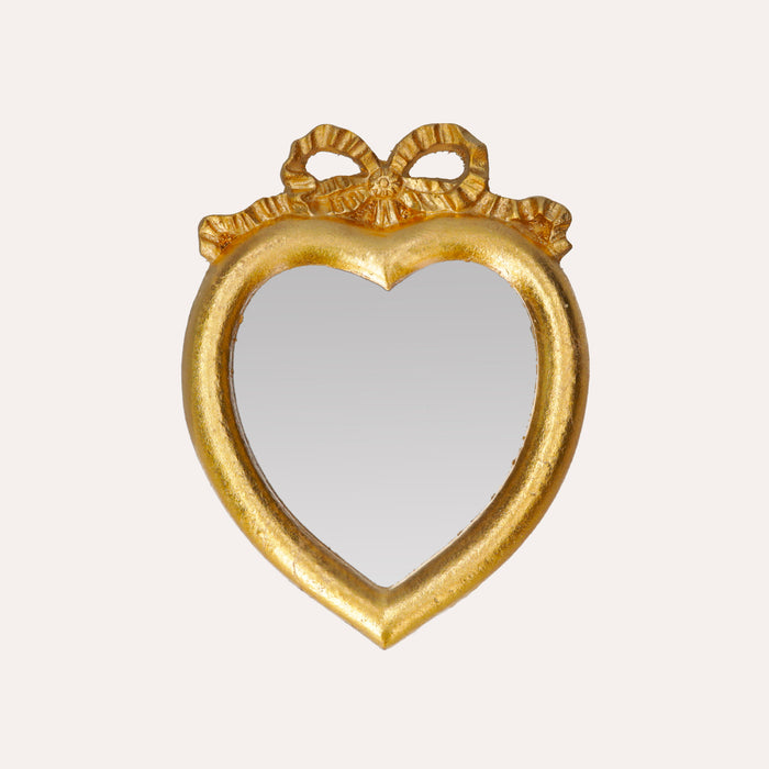 Cornice Cuore con Specchio Dorato in Pasta di Legno