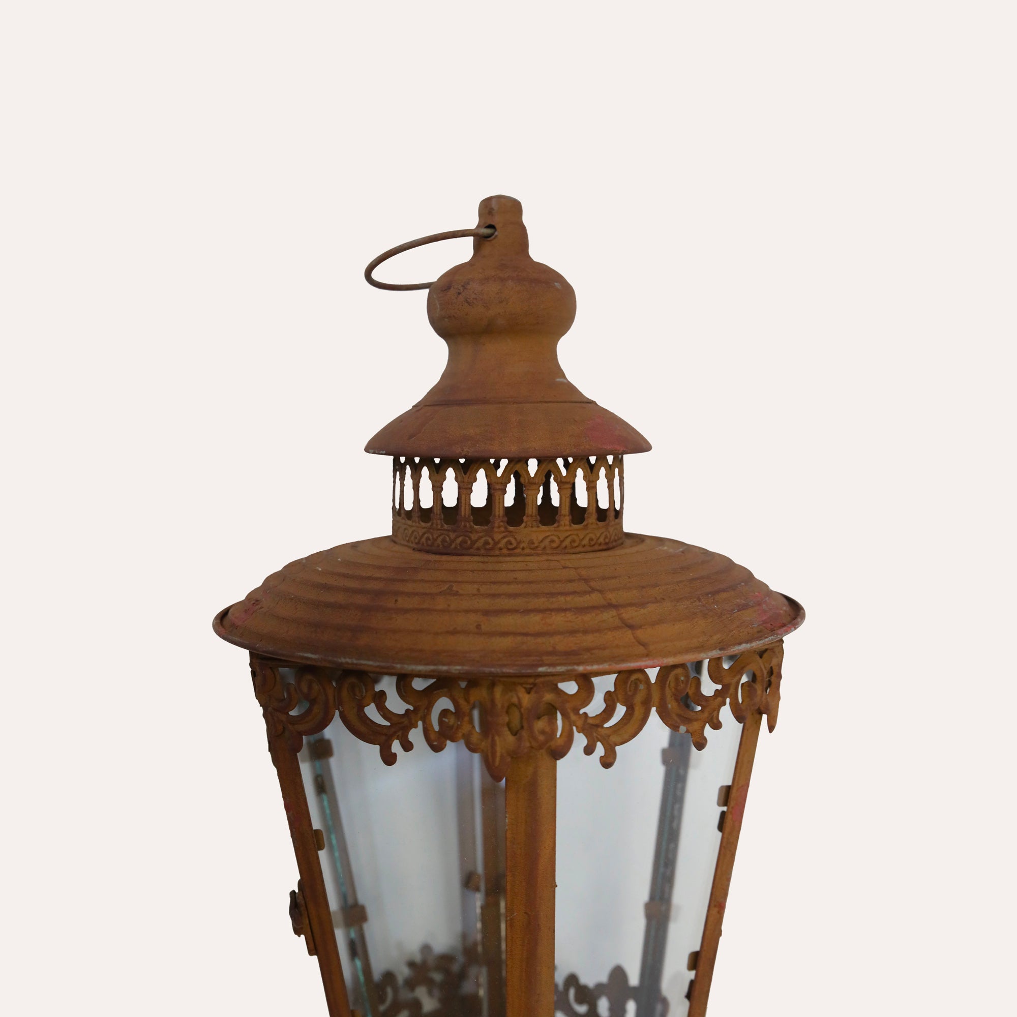 Lanterna In Ferro Marrone Ruggine Da Appendere, Design Rustico Per Esterni