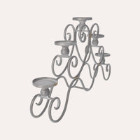 Candelabro Decorativo in Ferro Grigio a 5 Fiamme, per Interni ed Esterni