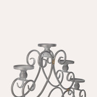 Candelabro Decorativo in Ferro Grigio a 5 Fiamme, per Interni ed Esterni