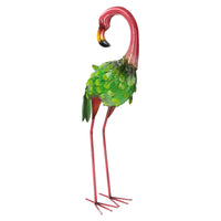Fenicottero Decorativo in Ferro Verde e Rosa per Giardini