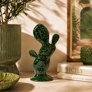 Fico d'India Decorativo in Ceramica Verde H.36x18x9 cm