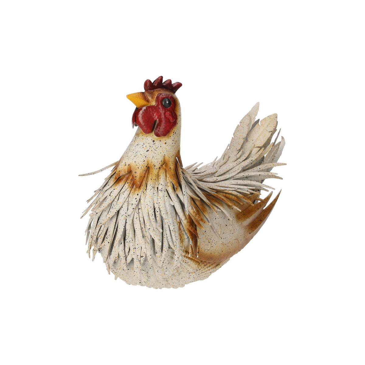 Gallina in Ferro Bianco con Dettagli Ruggine per Giardini
