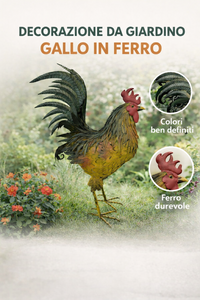 Gallo Gigante Decorativo in Ferro Colorato. Altezza cm 95