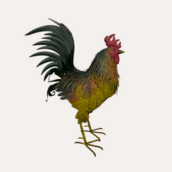 Giant Colored Iron Rooster H. 95 cm