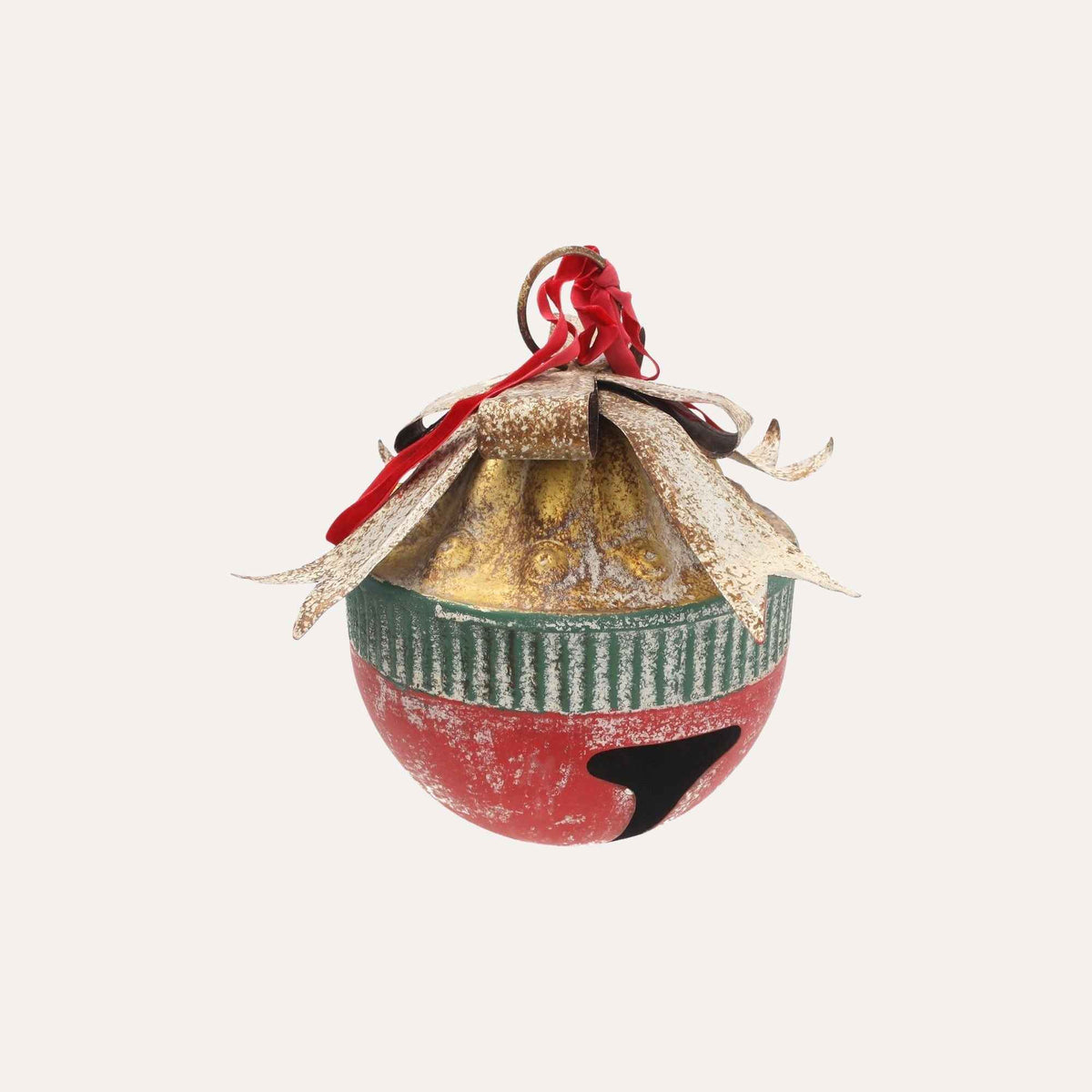 Bolota de Natal em Lata Verde e Vermelha Alt.28x33 cm