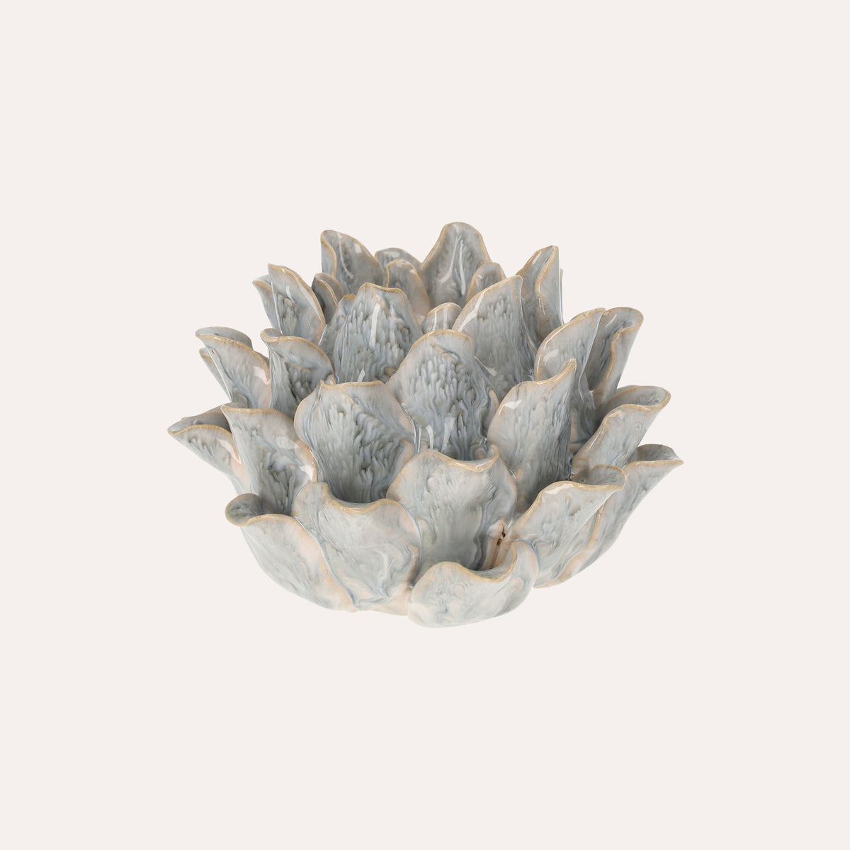 Portacandele in Ceramica con Decori a Foglie