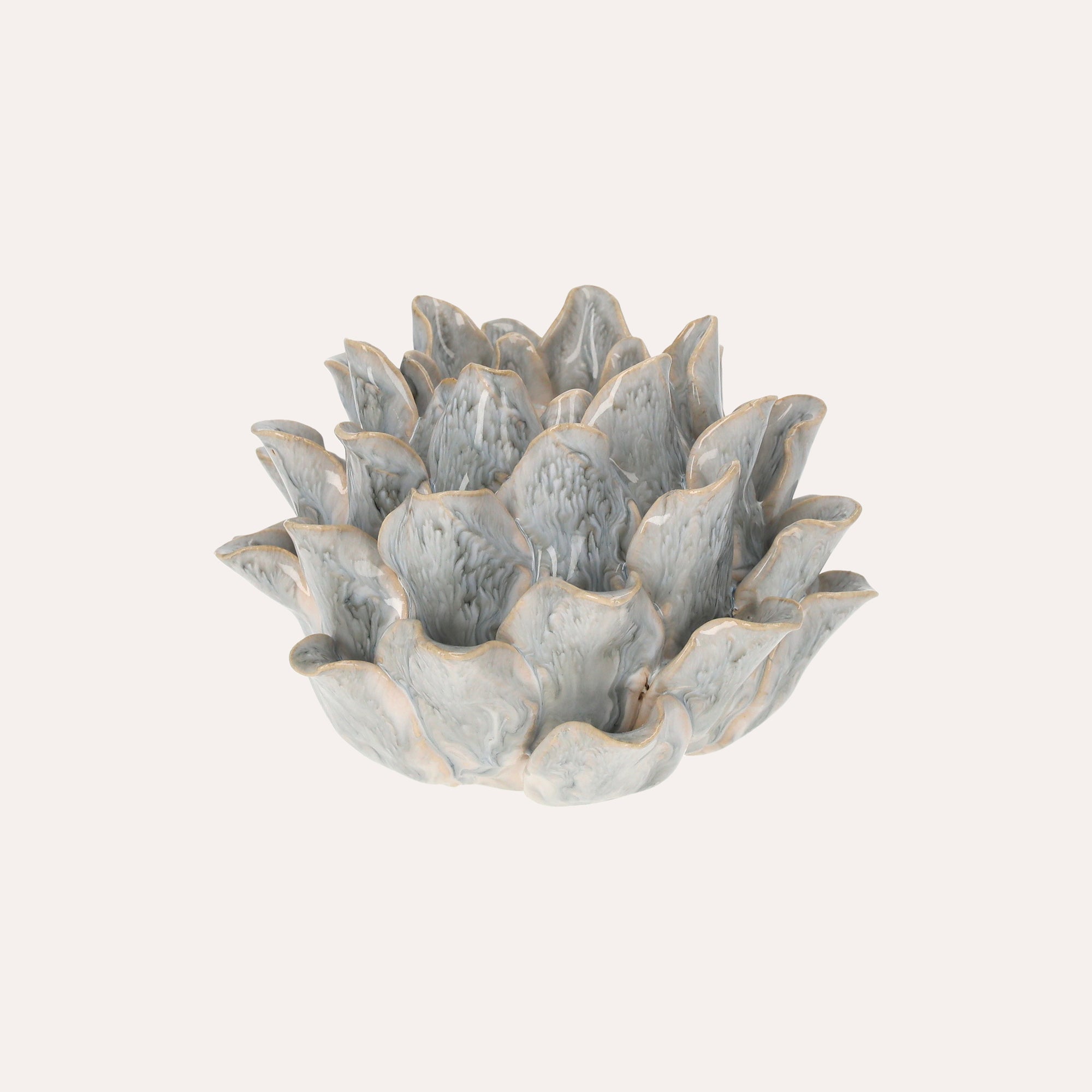 Ceramic Candle Holder with Leaf Decorations