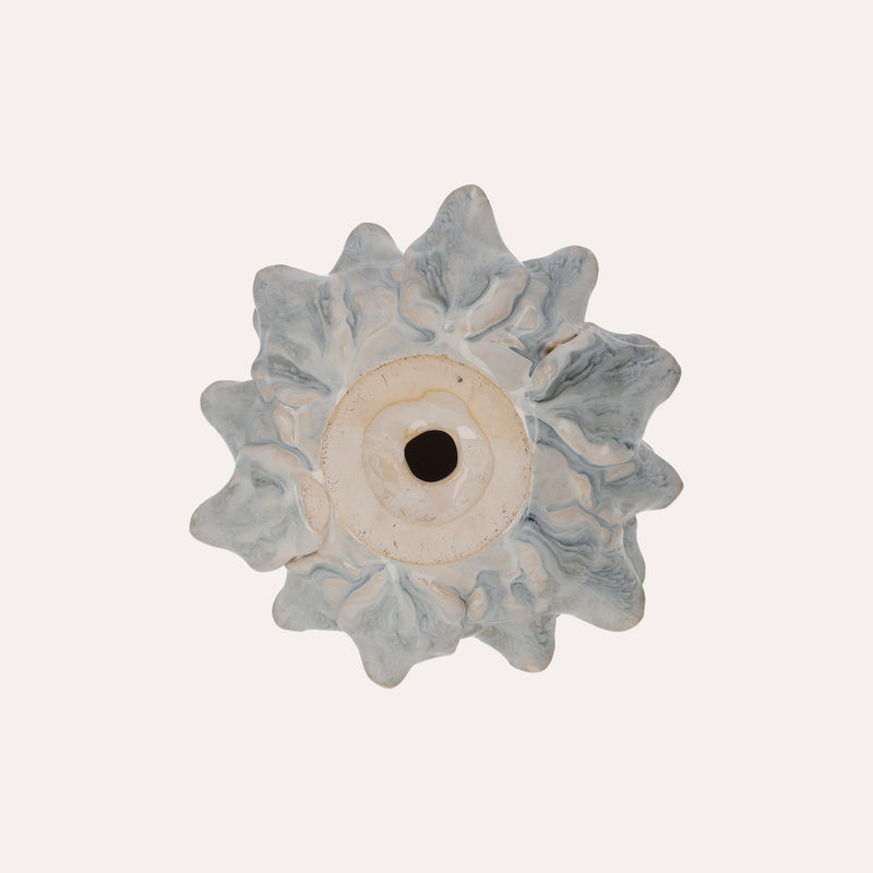 Portacandele in Ceramica con Decori a Foglie