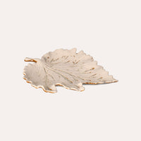 Foglia Decorativa in Ceramica Beige – Effetto Sabbiato Elegante