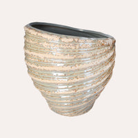 Vaso a Spirale in Ceramica Avorio con Glitter