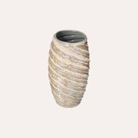 Vaso a Spirale in Ceramica Avorio con Glitter