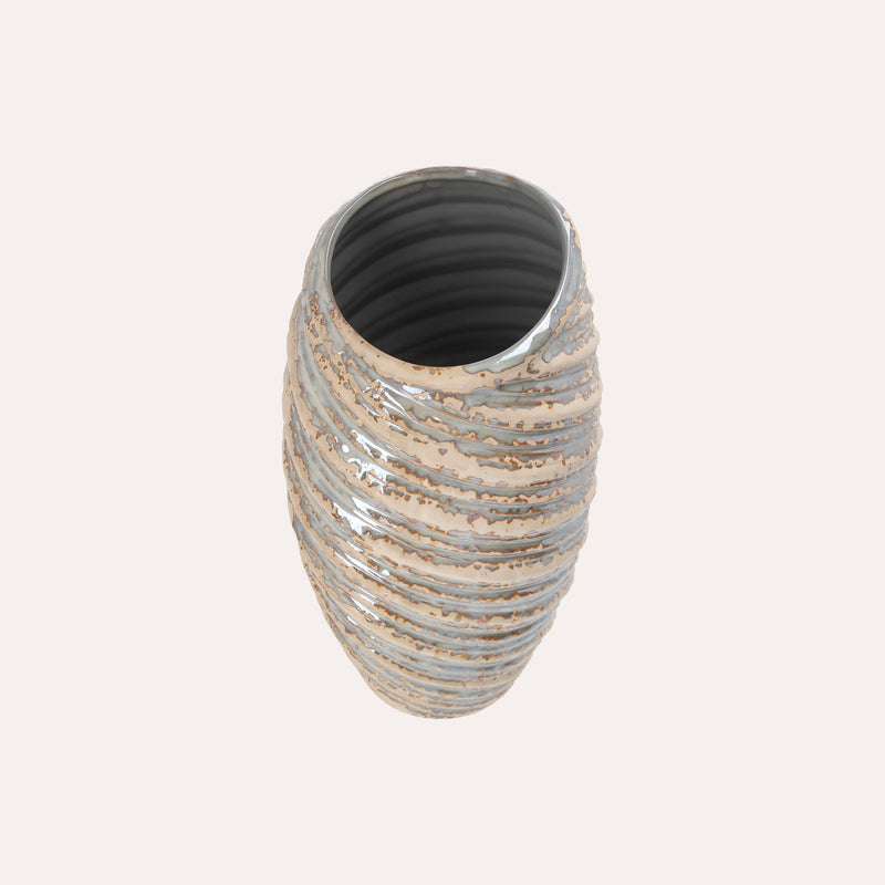 Vaso a Spirale in Ceramica Avorio con Glitter