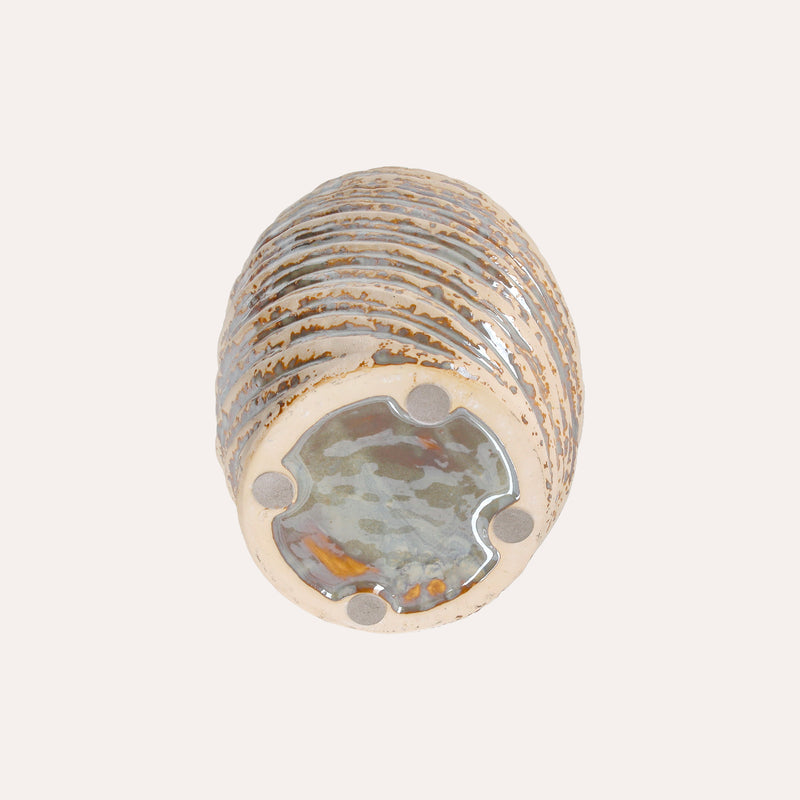 Vaso a Spirale in Ceramica Avorio con Glitter