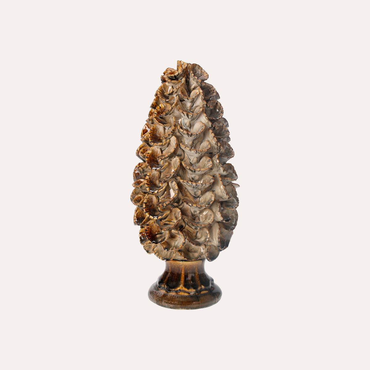 Pigna Decorativa Soprammobile in Ceramica Marrone Lucido