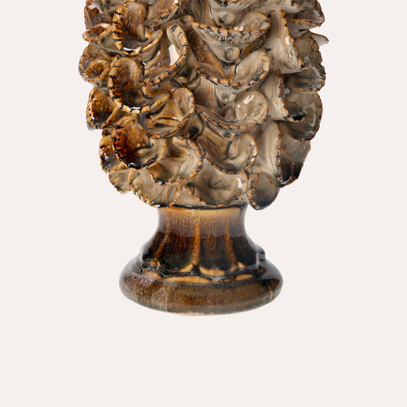 Pigna Decorativa Soprammobile in Ceramica Marrone Lucido