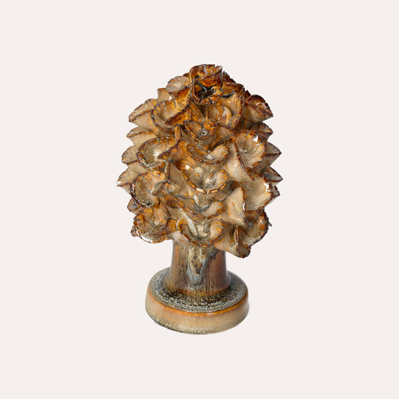 Pigna Decorativa Soprammobile in Ceramica Marrone Lucido h. 18 cm