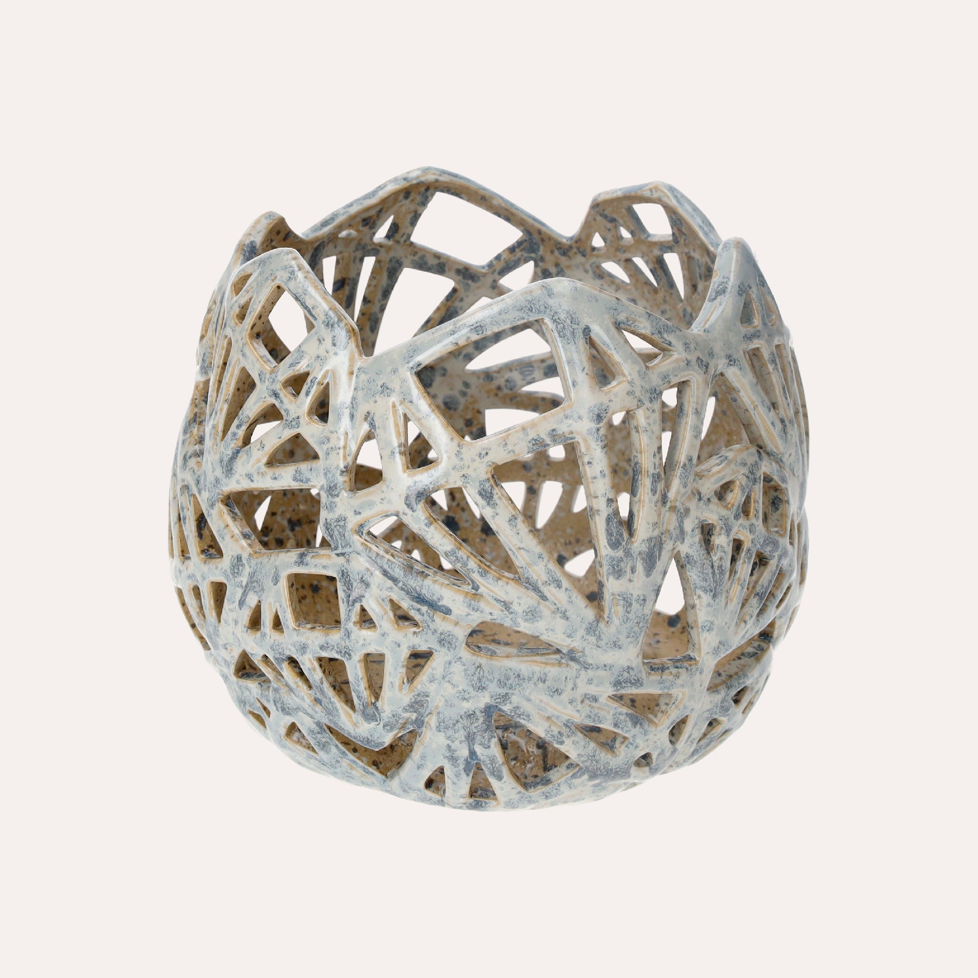 Decorative Ceramic Candle Holder in Pale Blue