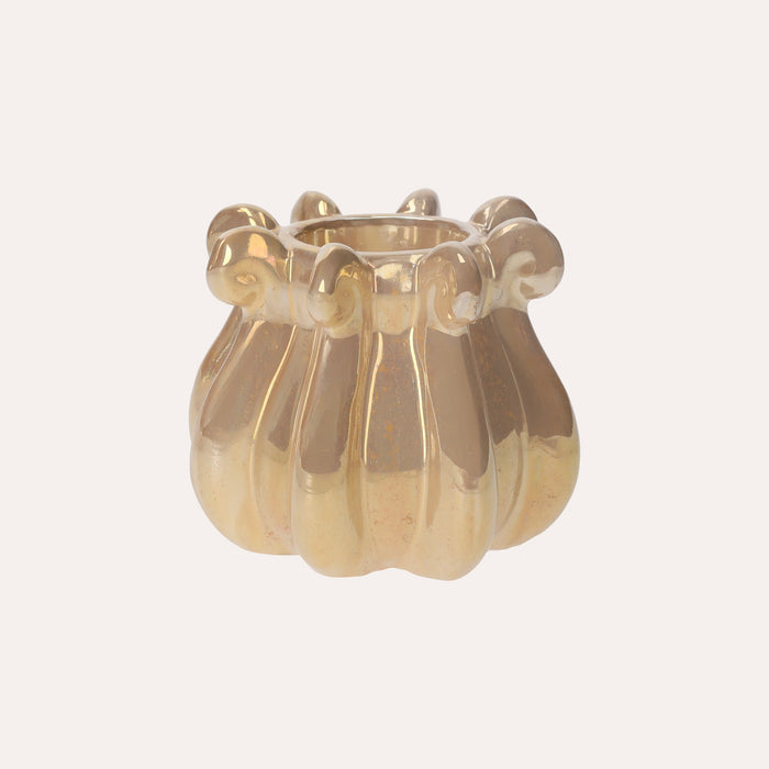 Portacandele Decorativo in Ceramica Color Beige