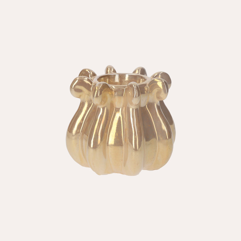 Portacandele Decorativo in Ceramica Color Beige