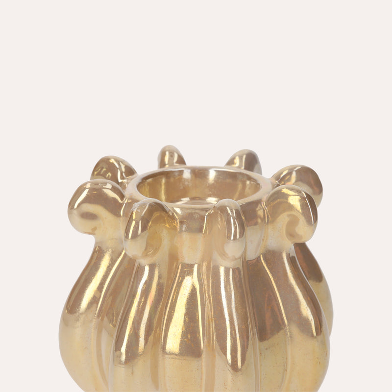 Portacandele Decorativo in Ceramica Color Beige