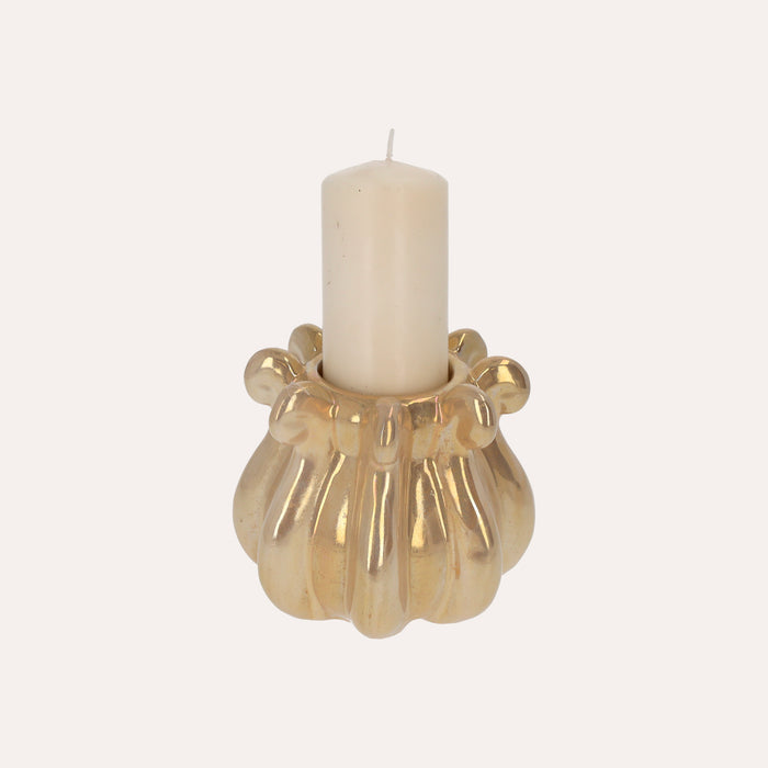 Portacandele Decorativo in Ceramica Color Beige