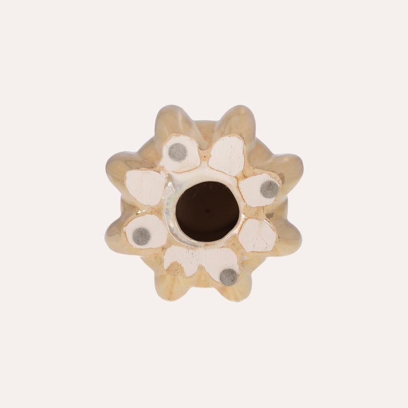 Portacandele Decorativo in Ceramica Color Beige