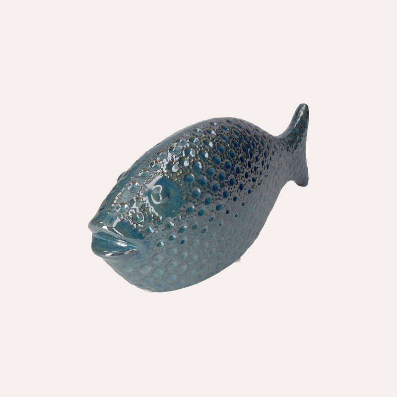 Pesce Decorativo Blu Cobalto in Ceramica
